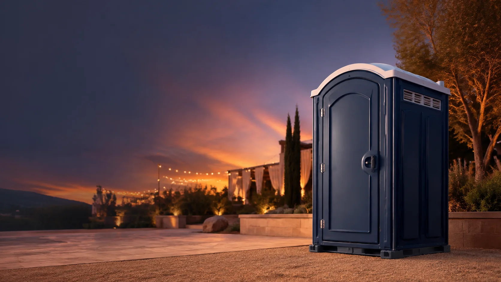 Portable restroom shown for rental planning in Normal, IL